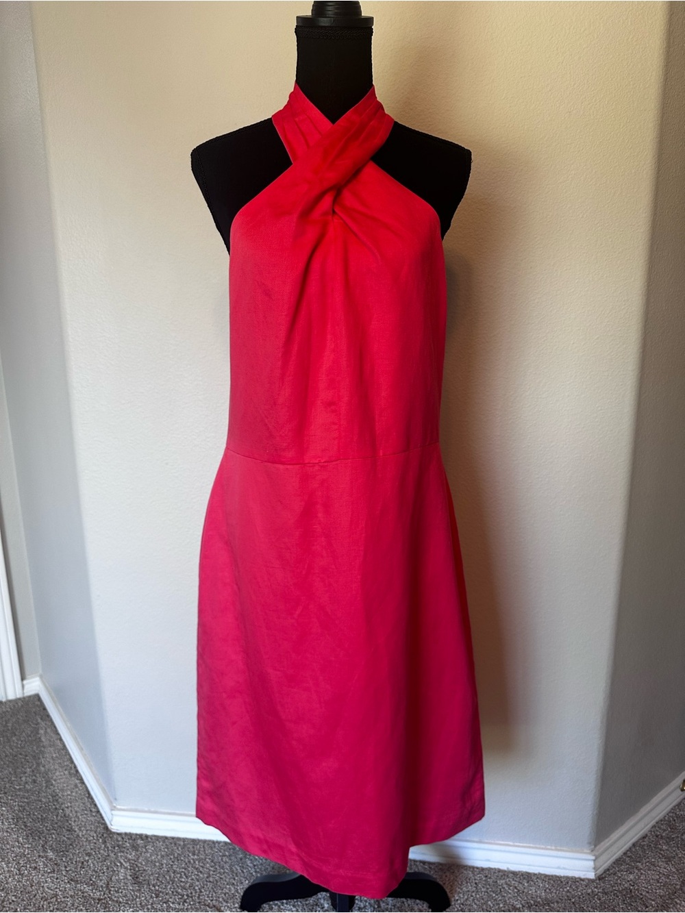 Banana Republic Linen Red Dress with Twist Neck